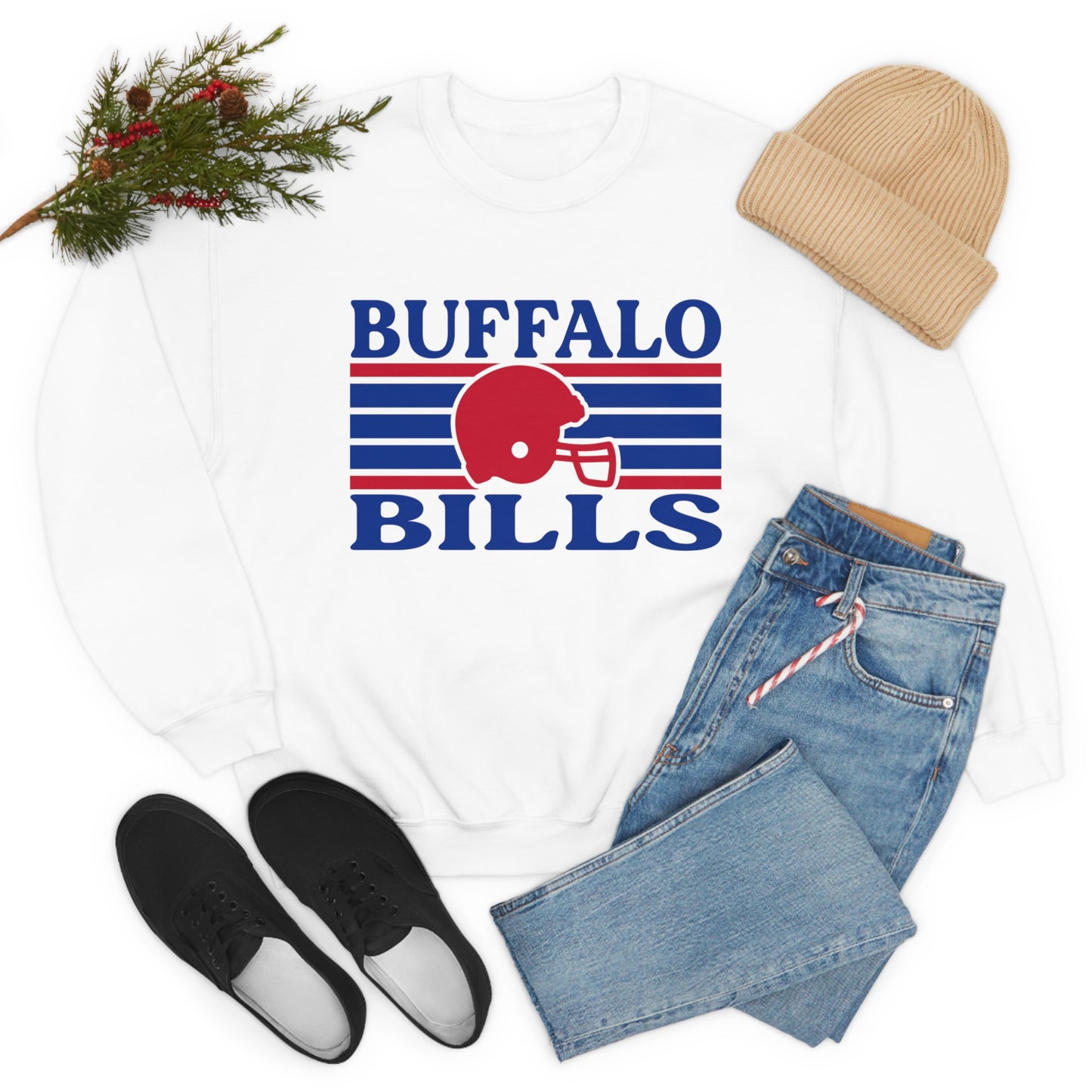 Retro Style Buffalo Football Unisex Heavy Blend Crewneck Sweatshirt