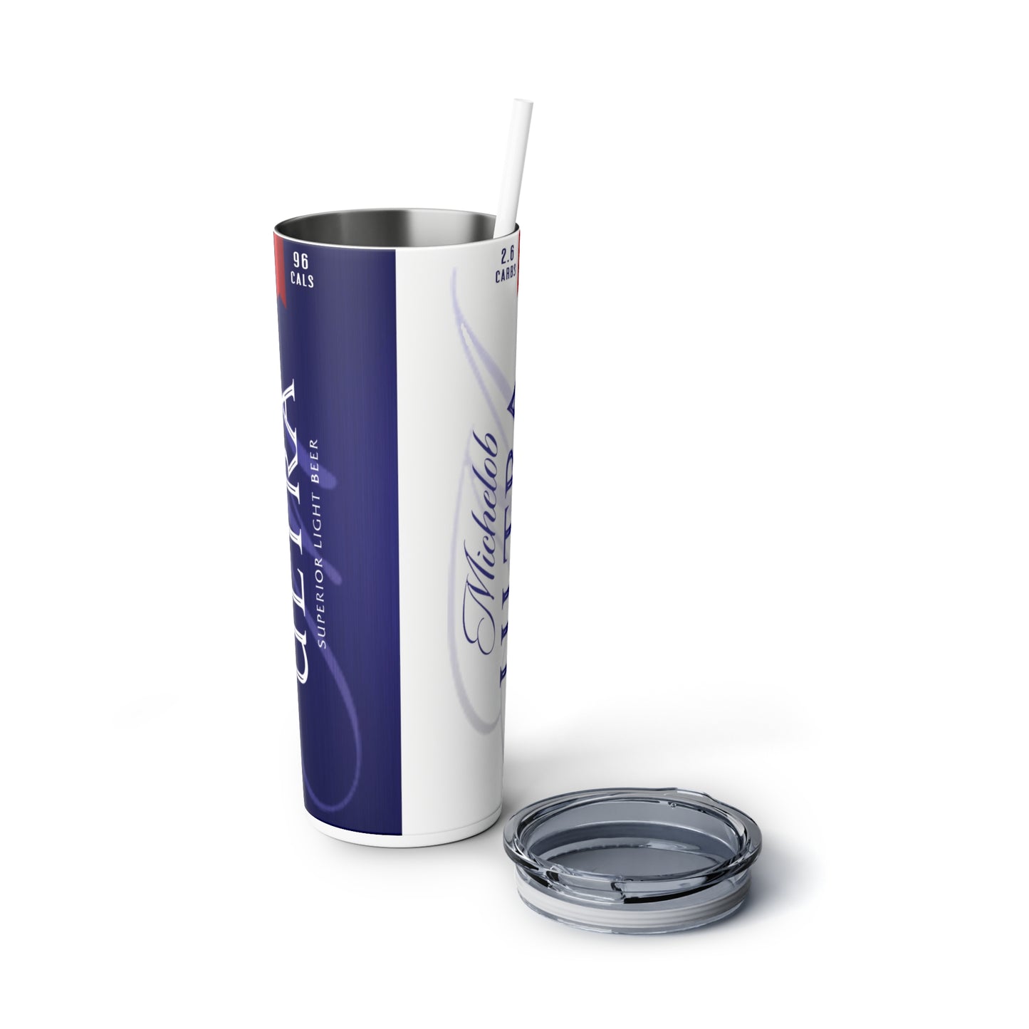 Beer Inspired Skinny Steel Tumbler with Straw, 20oz