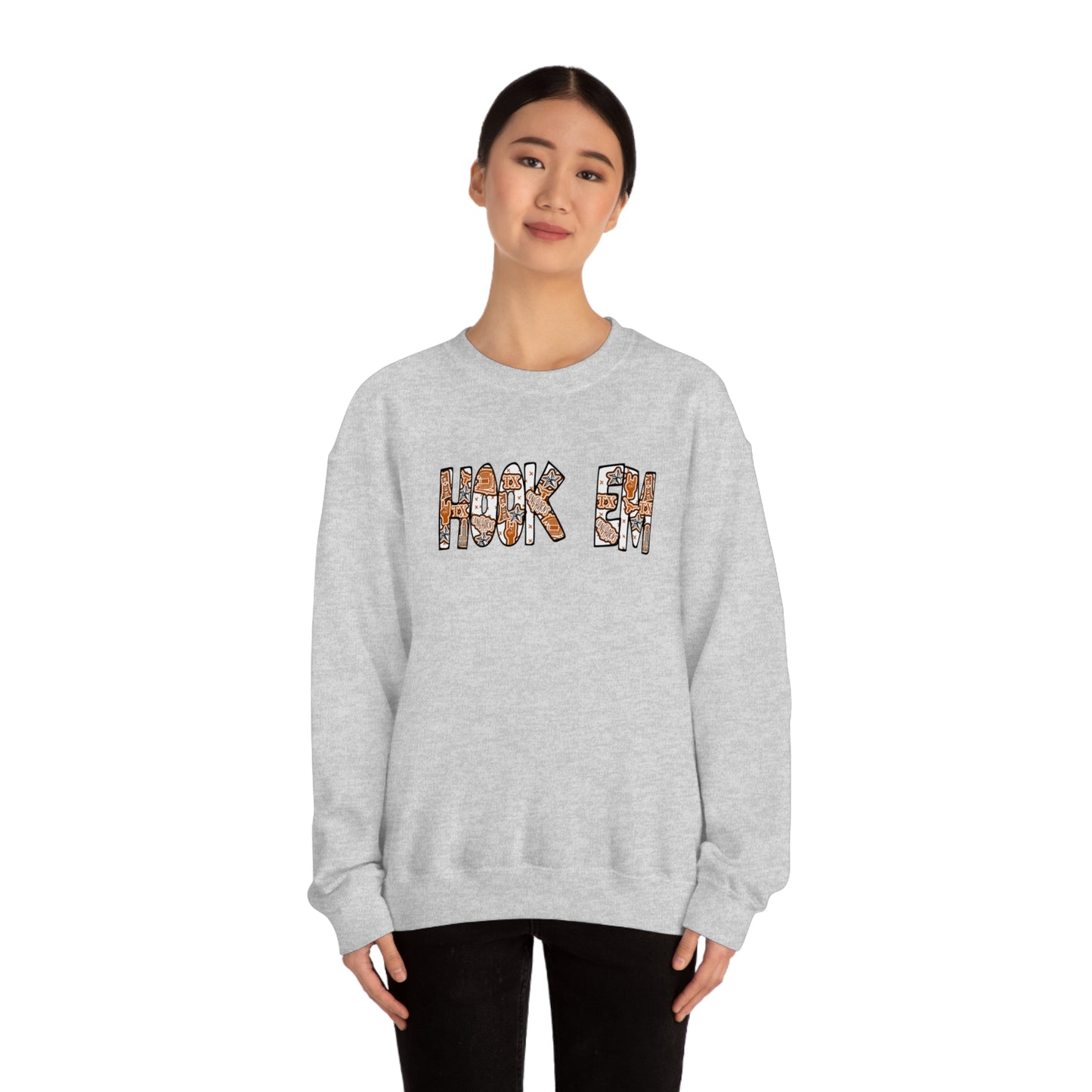 UT Hook Em Austin Texas Longhorn Football Unisex Heavy Blend Crewneck Sweatshirt