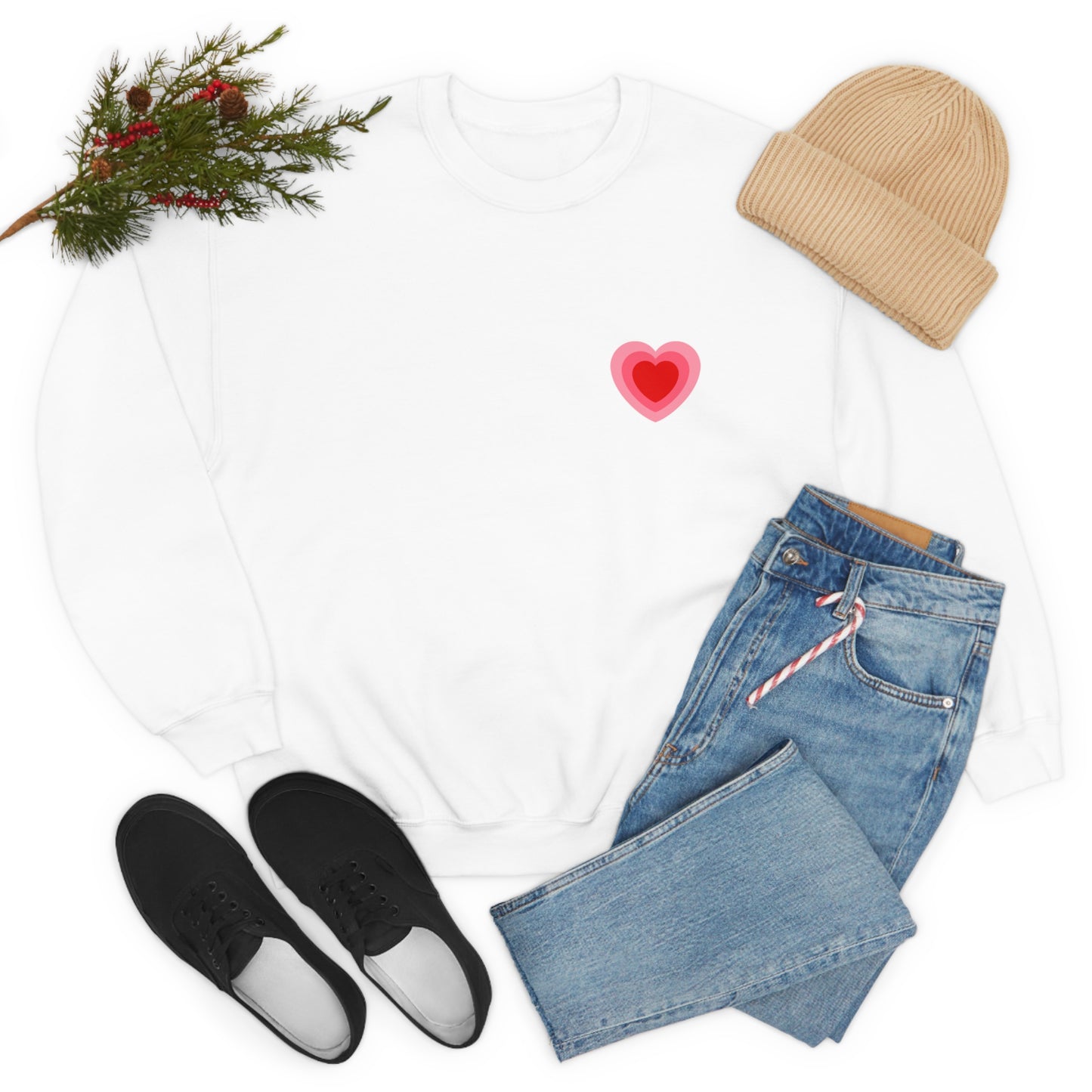 Heart Thick Thighs Love Vibes Valentines Day Unisex Heavy Blend Crewneck Sweatshirt Front/Back Print