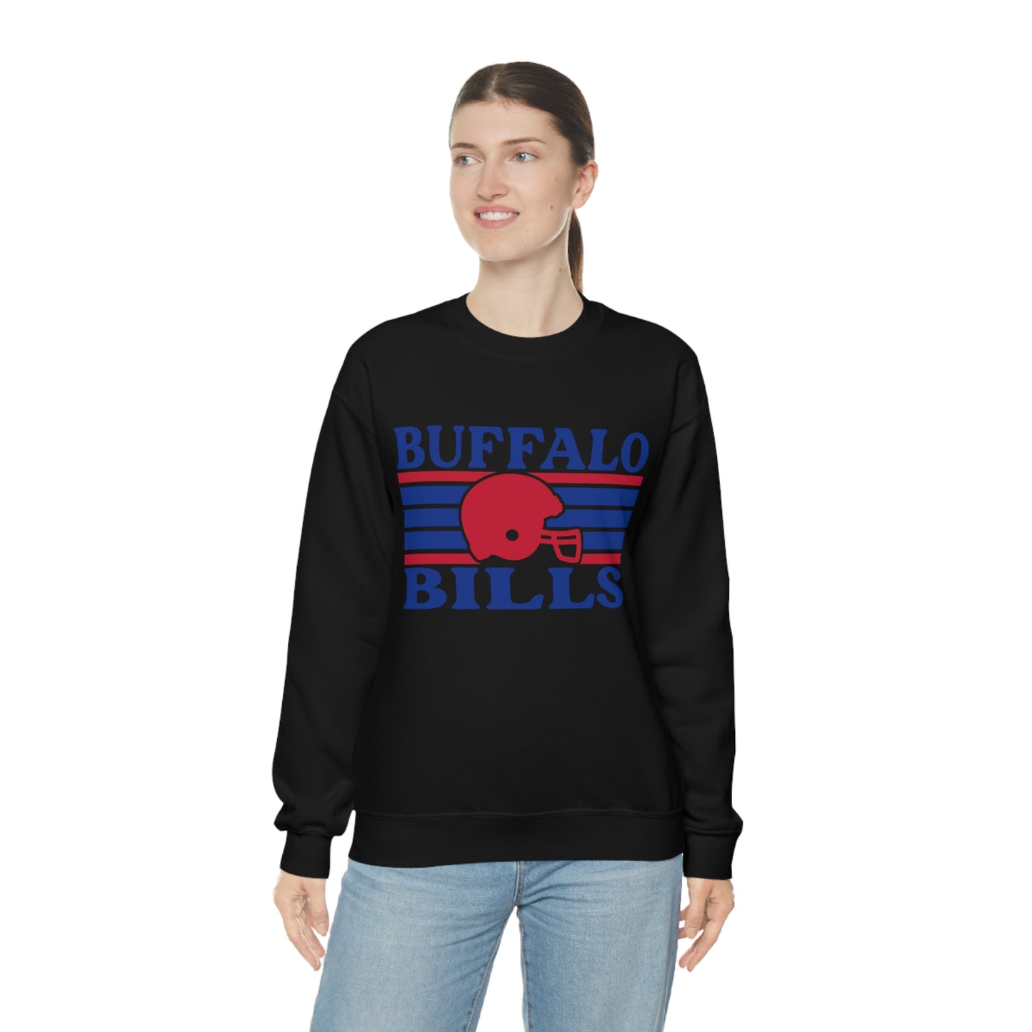 Retro Style Buffalo Football Unisex Heavy Blend Crewneck Sweatshirt
