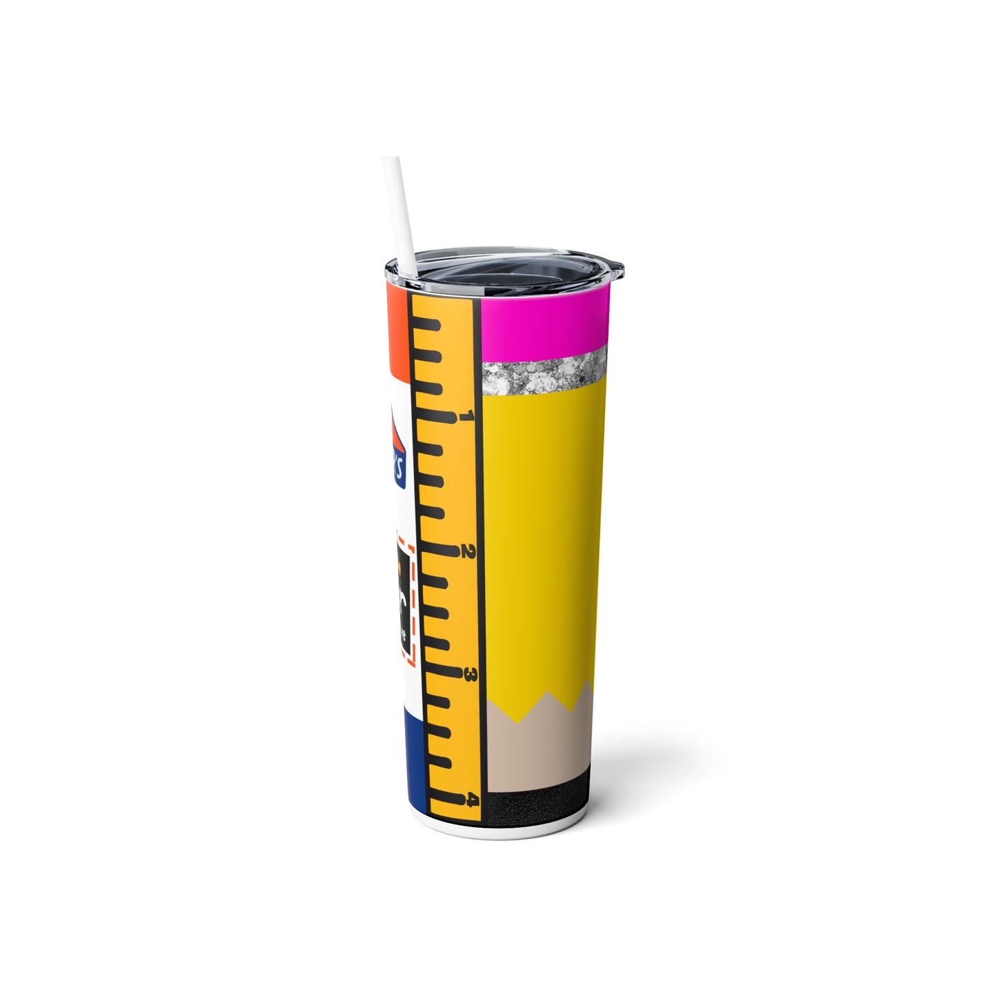 Teacher School Supply - Green Skinny Steel Tumbler with Straw, 20oz
