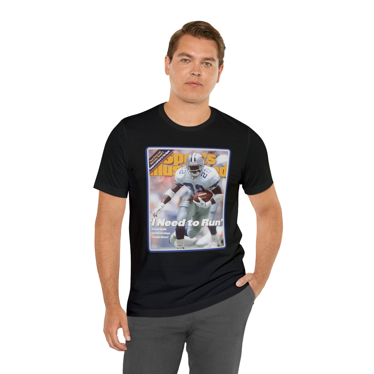 90s Throwback Dallas Cowboys Emmitt Smith v2 Sports Illustrated Magazine Unisex Jersey Short Sleeve Tee