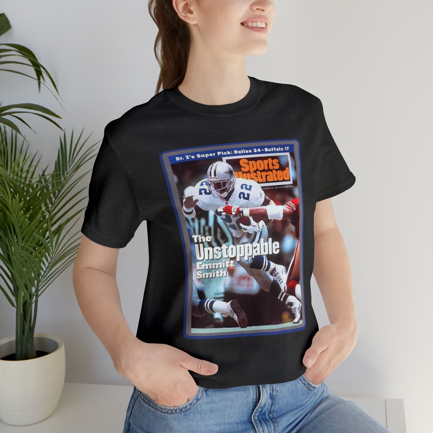90s Throwback Dallas Cowboys Emmitt Smith v3 Sports Illustrated Magazine Unisex Jersey Short Sleeve Tee