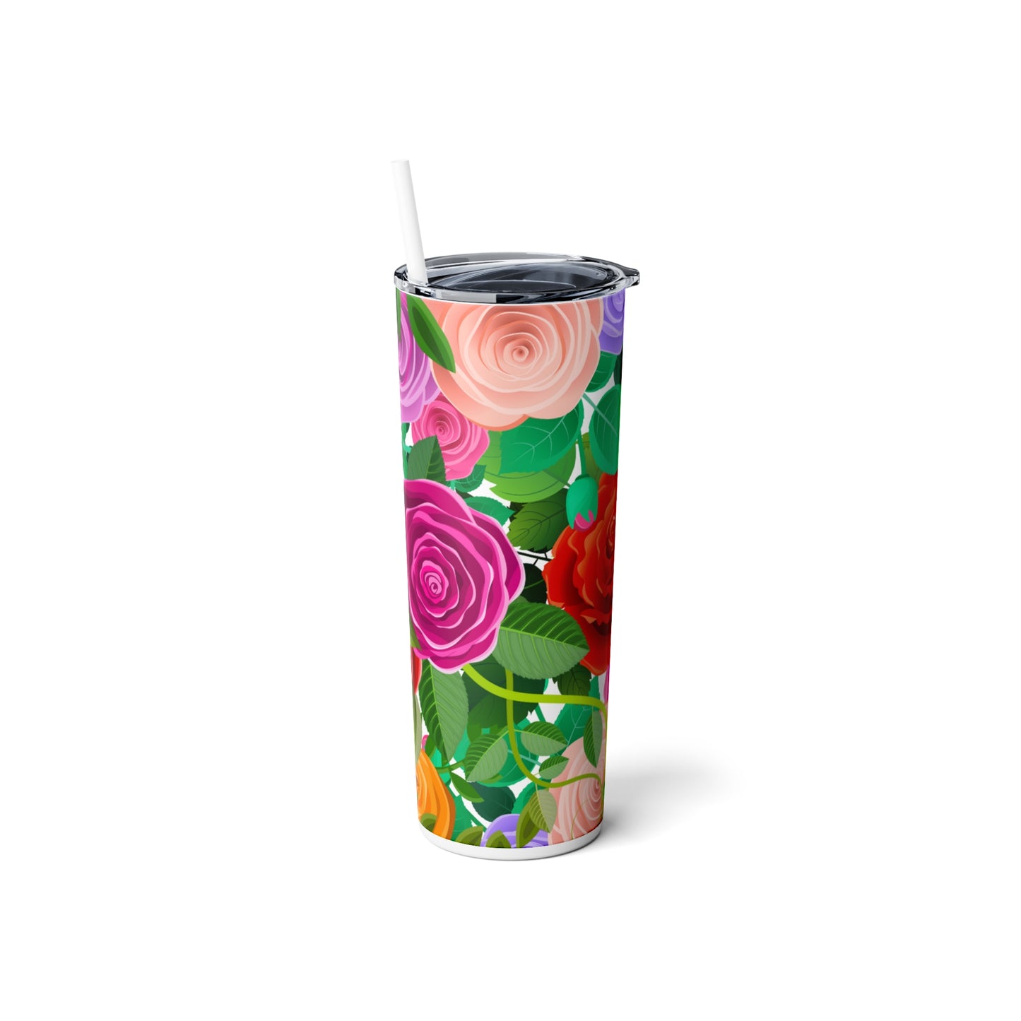 La Flor Steel Tumbler with Straw, 20oz