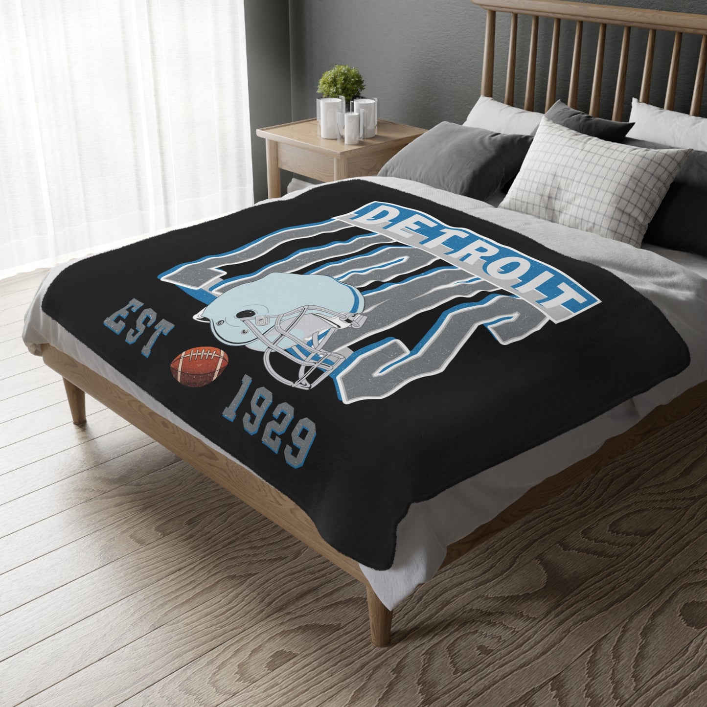 Detroit Football Velveteen Minky Throw Blanket