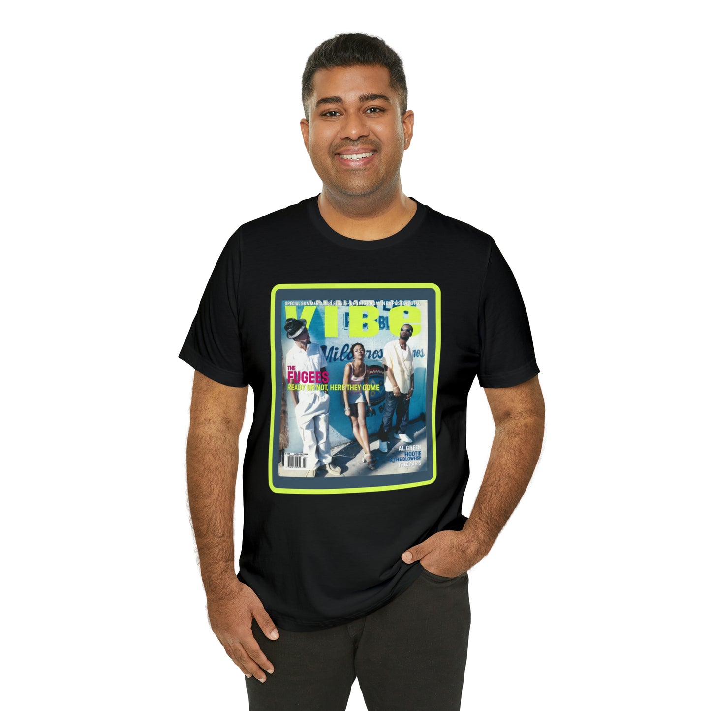 90s Throwback The Fugees Wyclef Jean, Pras Michel, and Lauryn Hill Vibe Magazine Unisex Jersey Short Sleeve Tee