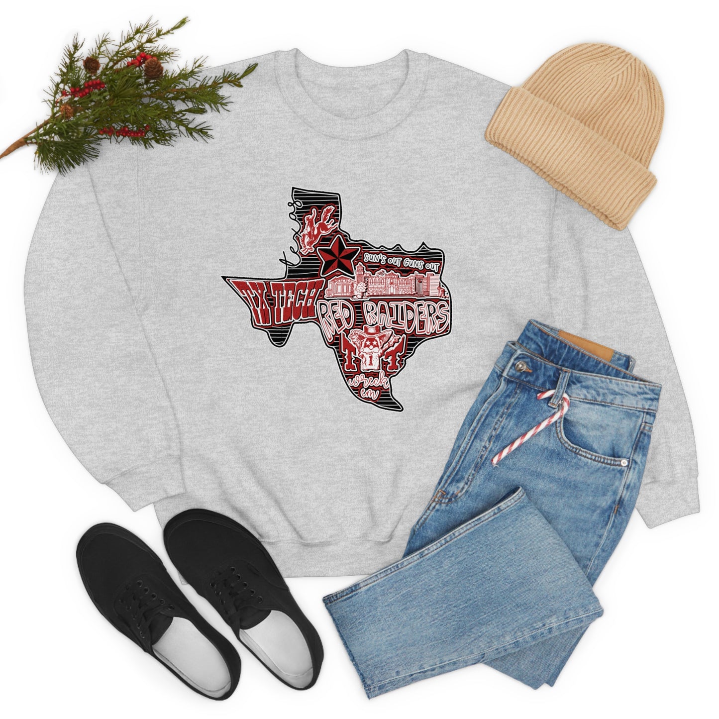 Texas Tech Lubbock Football Unisex Heavy Blend Crewneck Sweatshirt