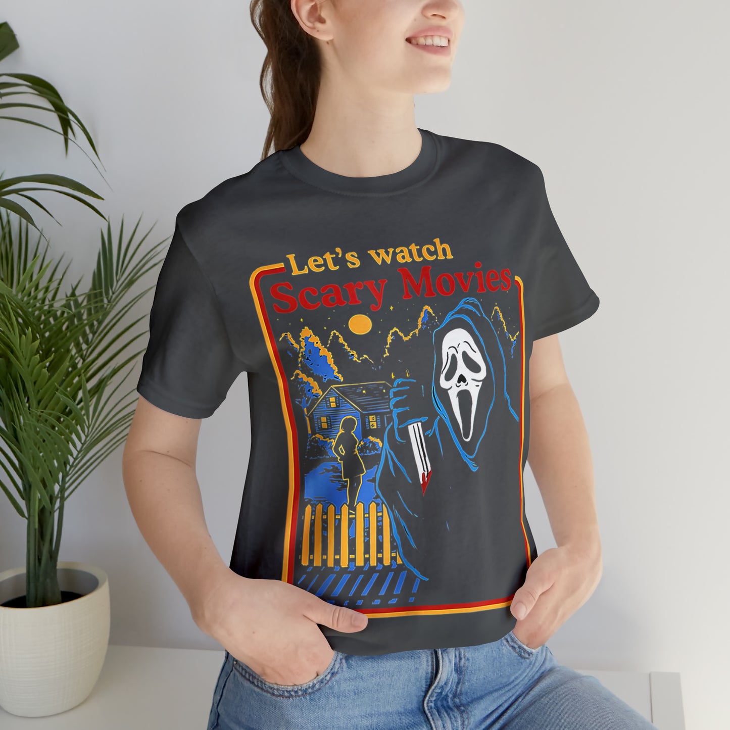 Scream Let's Watch Scary Movies | Unisex Jersey Short Sleeve Tee