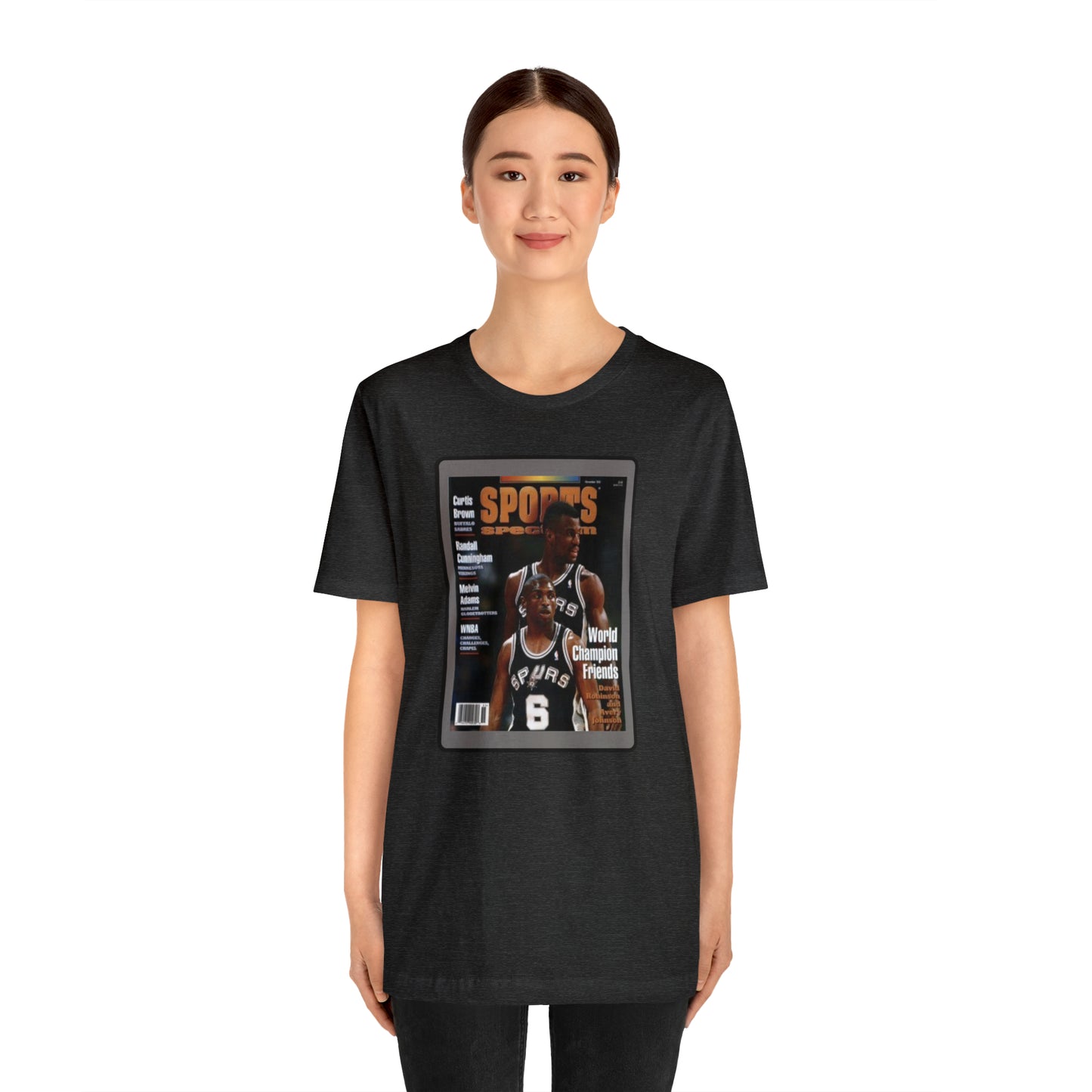90s Throwback Spurs Basketball David Robinson Avery Johnson Sports Illustrated Unisex Jersey Short Sleeve Tee