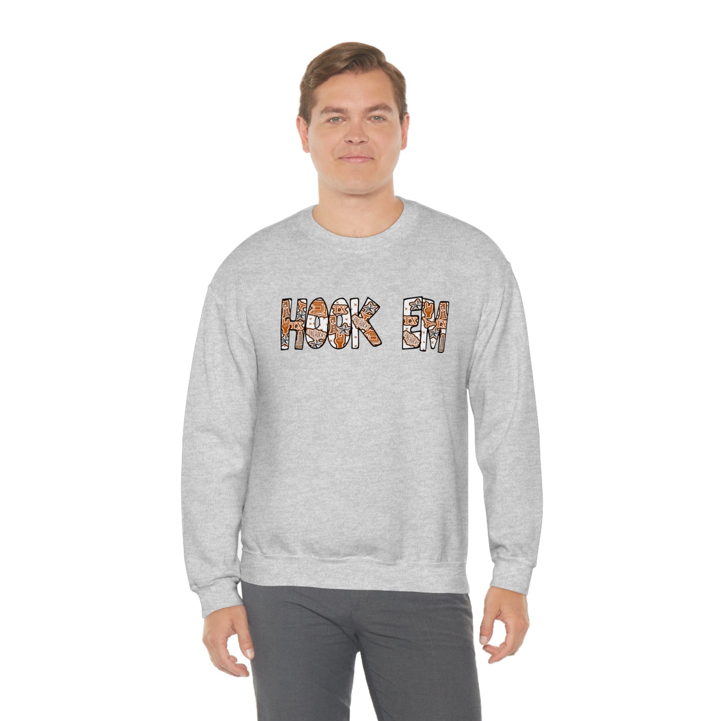 UT Hook Em Austin Texas Longhorn Football Unisex Heavy Blend Crewneck Sweatshirt
