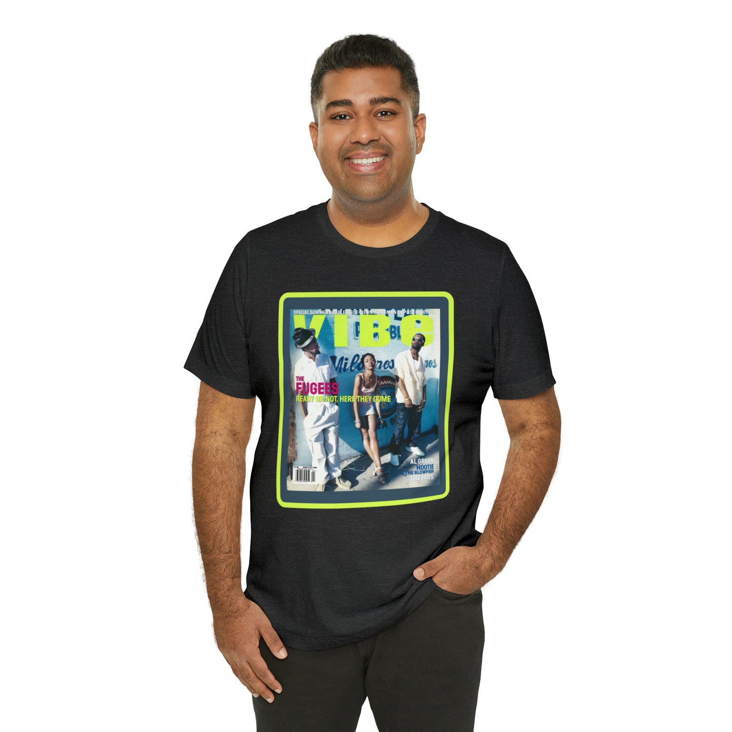 90s Throwback The Fugees Wyclef Jean, Pras Michel, and Lauryn Hill Vibe Magazine Unisex Jersey Short Sleeve Tee