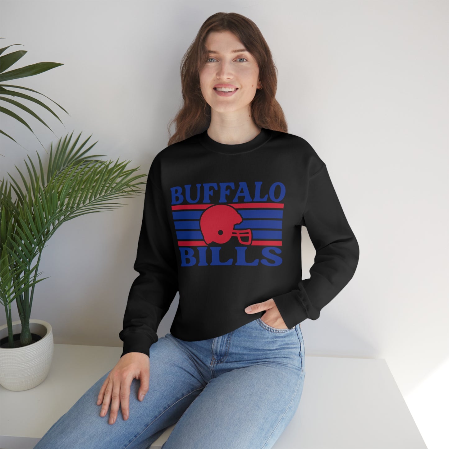 Retro Style Buffalo Football Unisex Heavy Blend Crewneck Sweatshirt