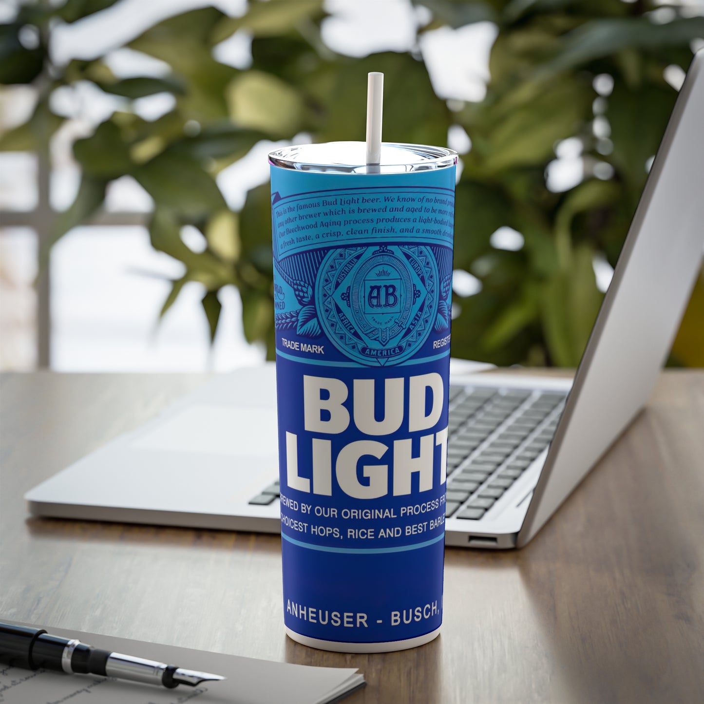 Beer Inspired Skinny Steel Tumbler with Straw, 20oz