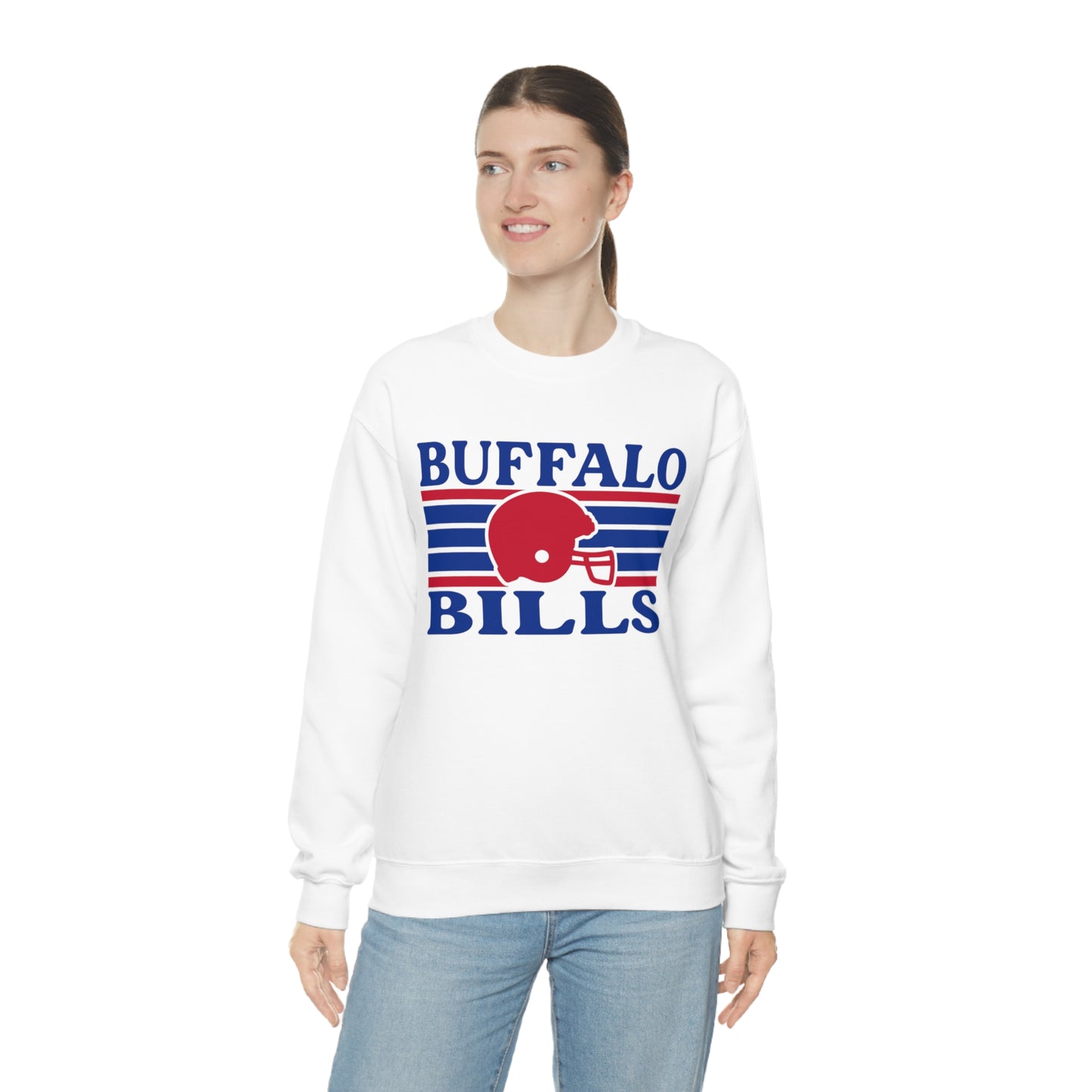 Retro Style Buffalo Football Unisex Heavy Blend Crewneck Sweatshirt