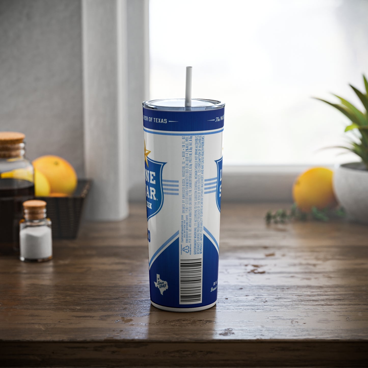 Beer Inspired Skinny Steel Tumbler with Straw, 20oz