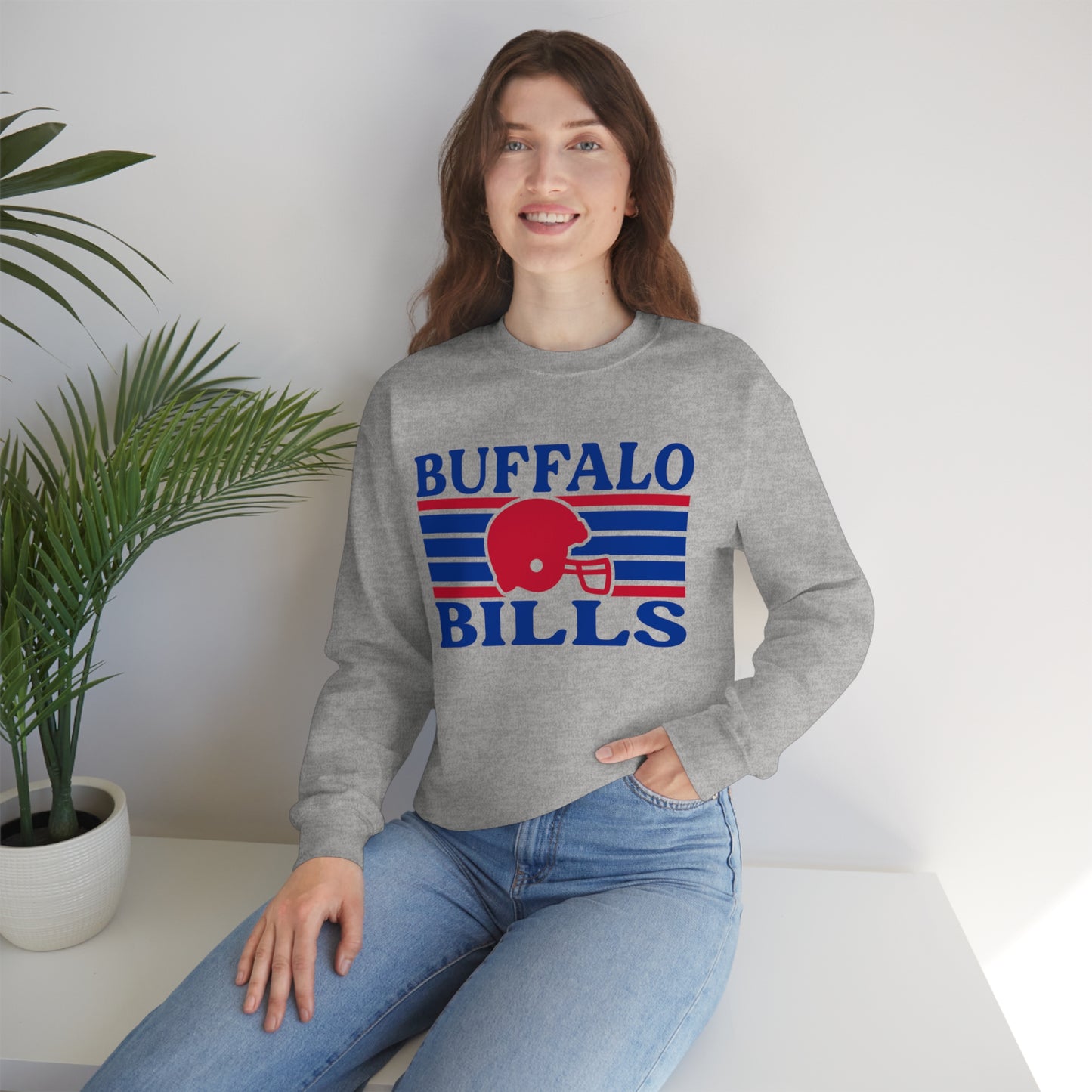 Retro Style Buffalo Football Unisex Heavy Blend Crewneck Sweatshirt