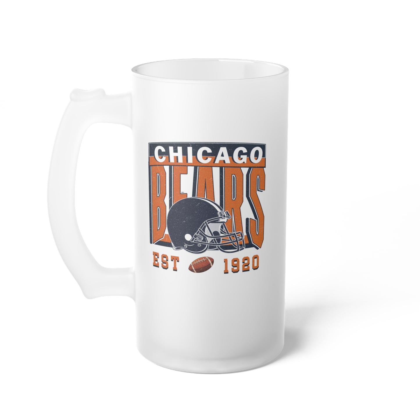 Chicago Football Frosted Glass Beer Mug