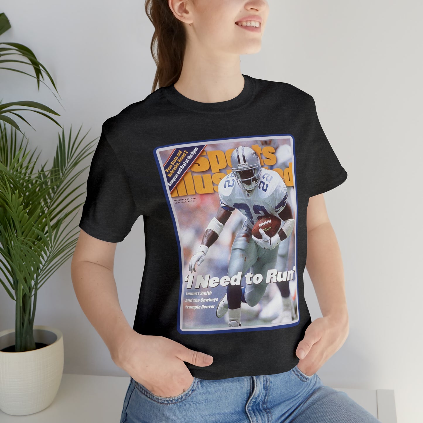 90s Throwback Dallas Cowboys Emmitt Smith v2 Sports Illustrated Magazine Unisex Jersey Short Sleeve Tee