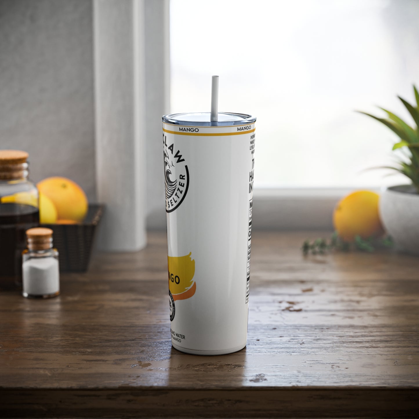 Seltzer Inspired Skinny Steel Tumbler with Straw, 20oz