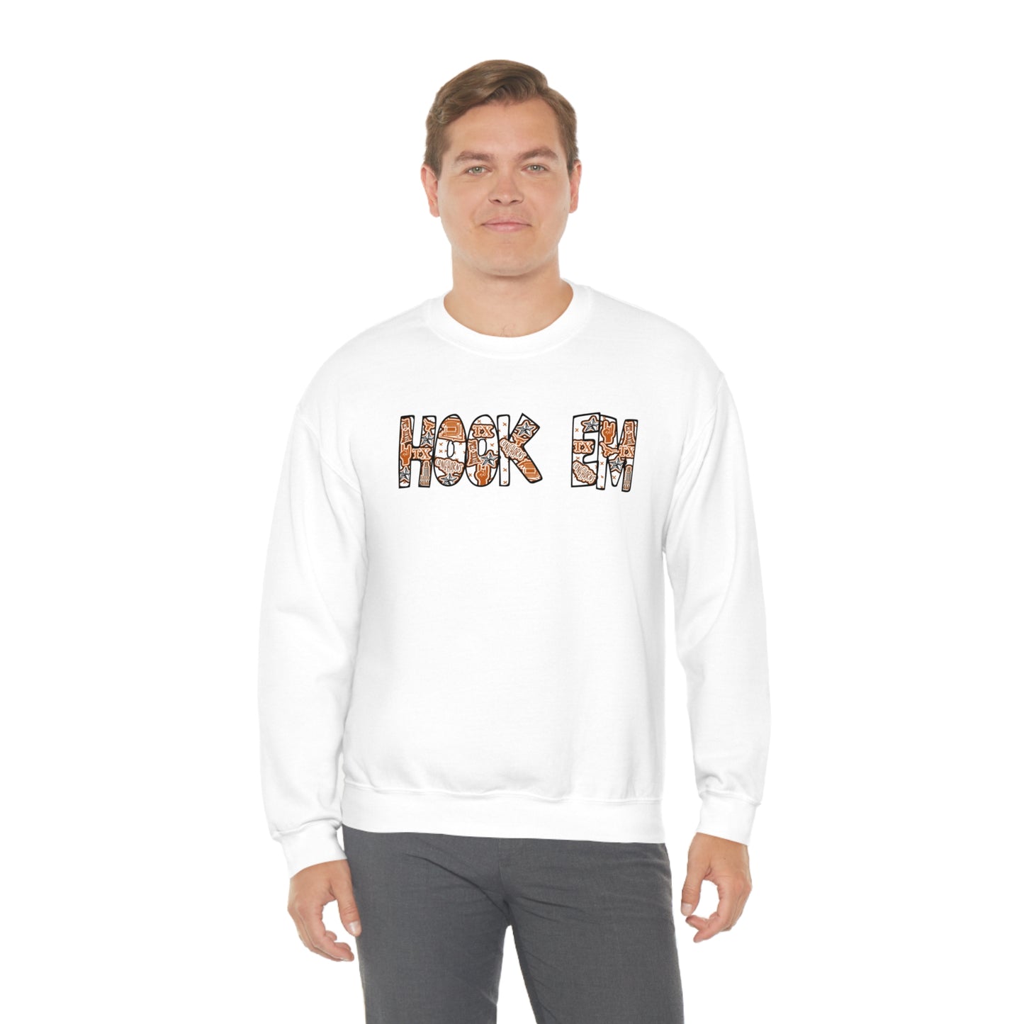 UT Hook Em Austin Texas Longhorn Football Unisex Heavy Blend Crewneck Sweatshirt