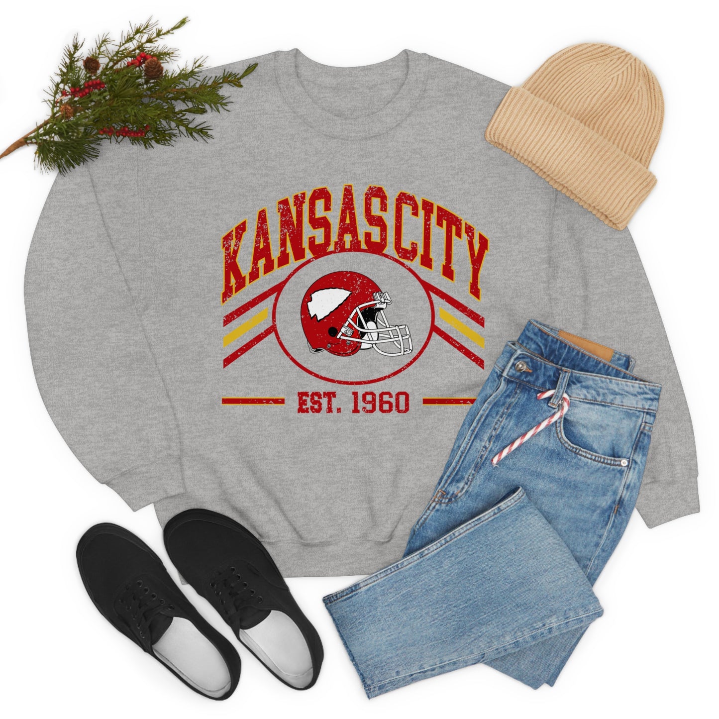 Kansas City Football Unisex Heavy Blend Crewneck Sweatshirt