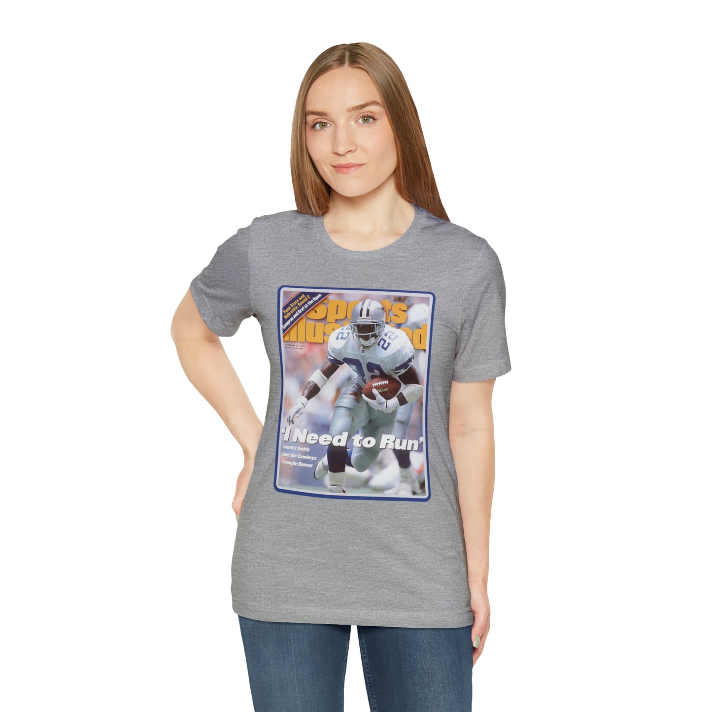 90s Throwback Dallas Cowboys Emmitt Smith v2 Sports Illustrated Magazine Unisex Jersey Short Sleeve Tee