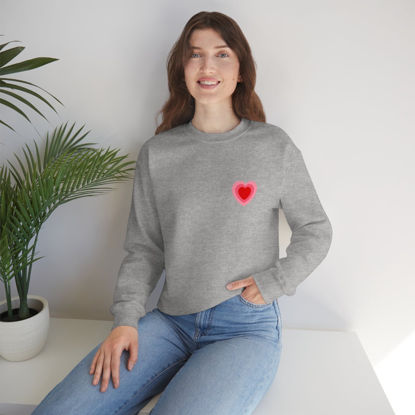 Heart Thick Thighs Love Vibes Valentines Day Unisex Heavy Blend Crewneck Sweatshirt Front/Back Print