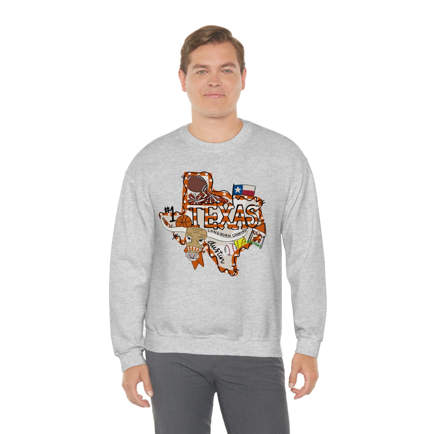 UT Hook Em Austin Texas Longhorn Football Unisex Heavy Blend Crewneck Sweatshirt