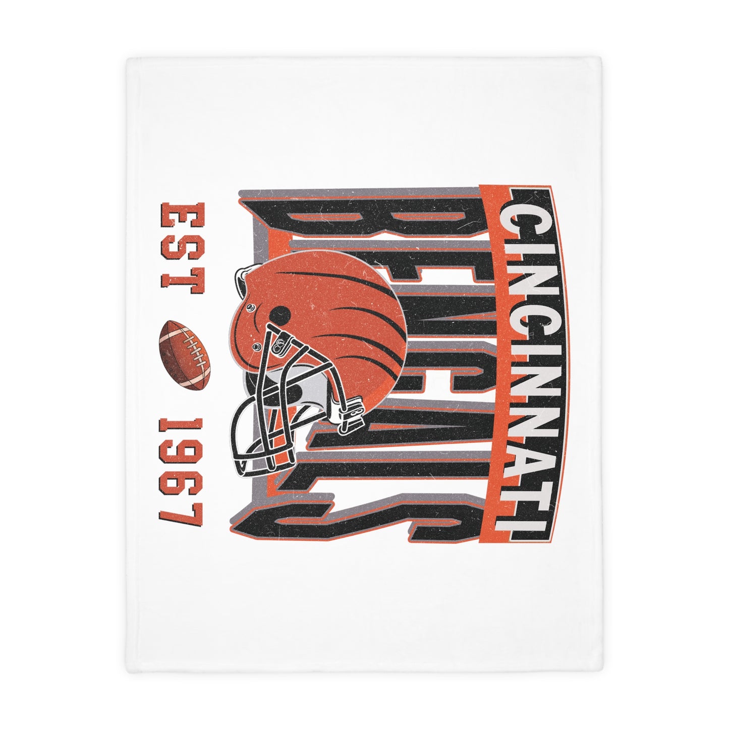 Cincinnati Football Velveteen Minky Throw Blanket