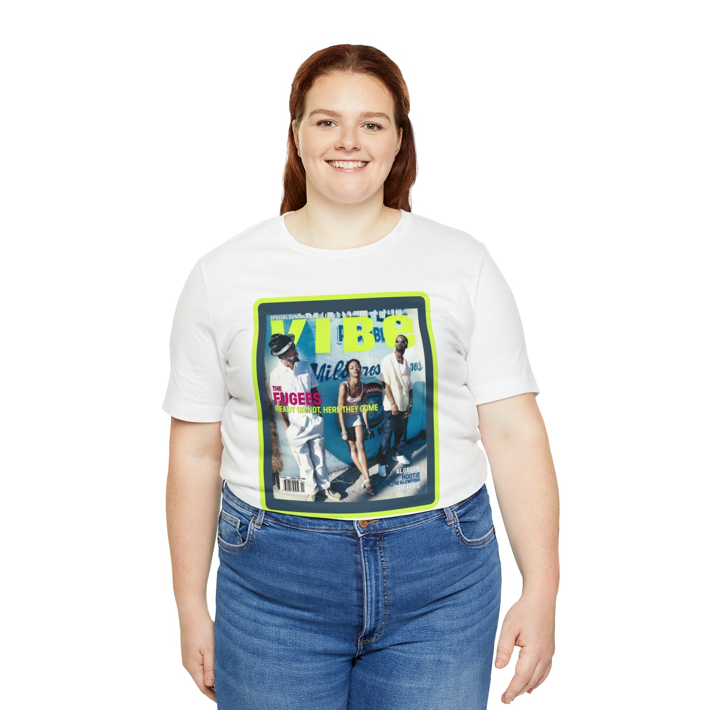 90s Throwback The Fugees Wyclef Jean, Pras Michel, and Lauryn Hill Vibe Magazine Unisex Jersey Short Sleeve Tee
