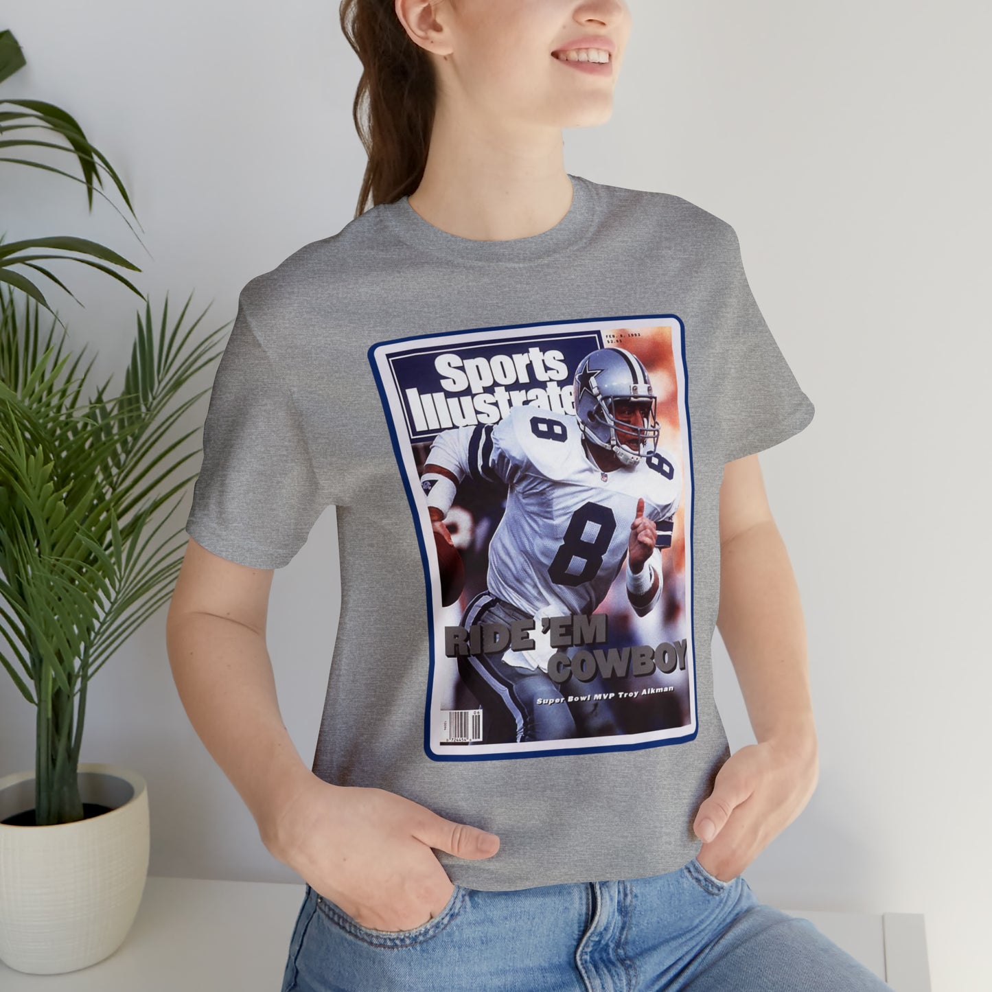90s Throwback Dallas Cowboys Troy Aikman Sports Illustrated Magazine Unisex Jersey Short Sleeve Tee