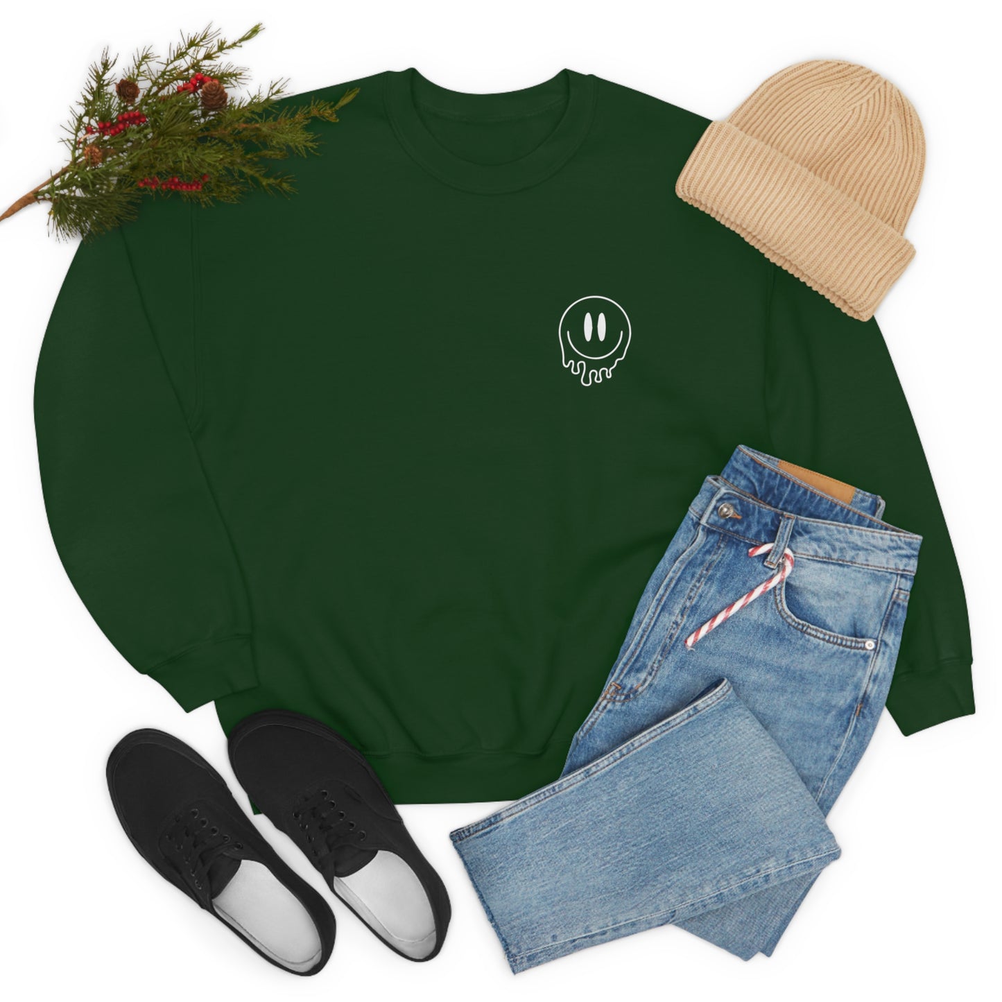 Melting Smiley Cool Moms Club Unisex DryBlend® Crewneck Sweatshirt Front/Back Print