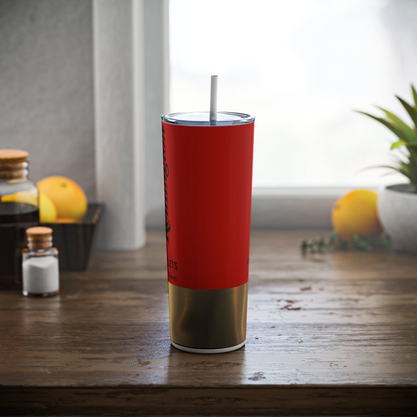 Remington Shotgun Shell Red Skinny Steel Tumbler with Straw, 20oz
