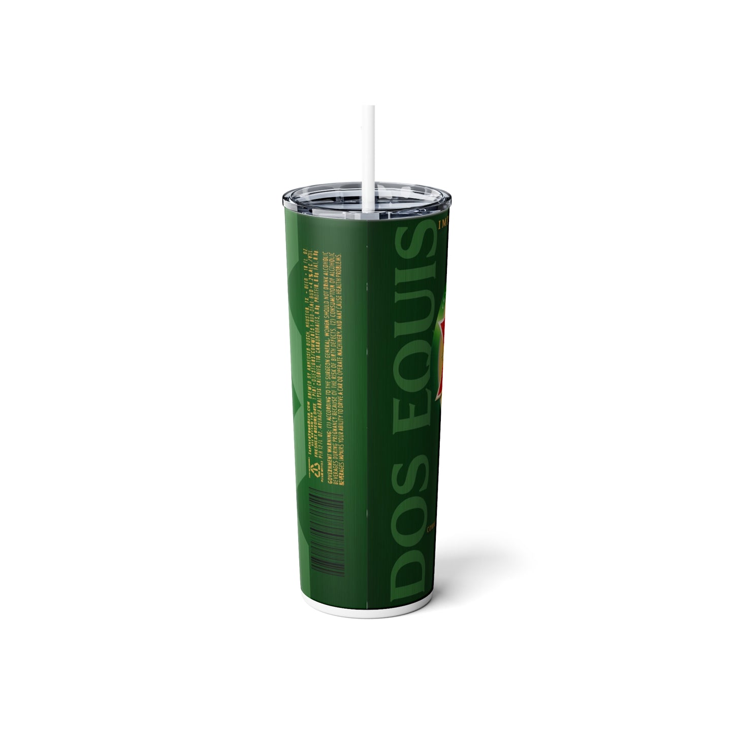 Beer Inspired Skinny Steel Tumbler with Straw, 20oz