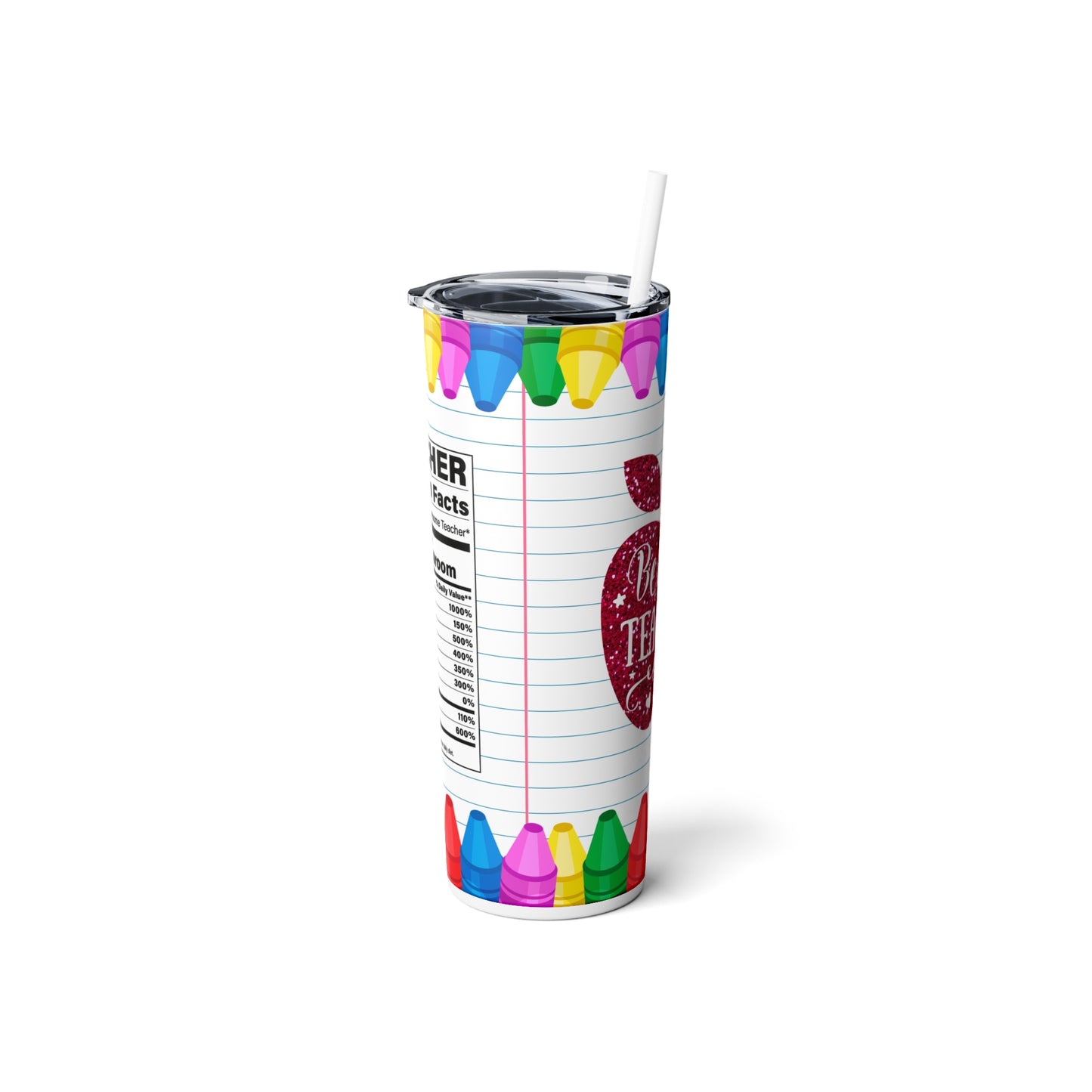 Best Teacher Ever Skinny Steel Tumbler with Straw, 20oz