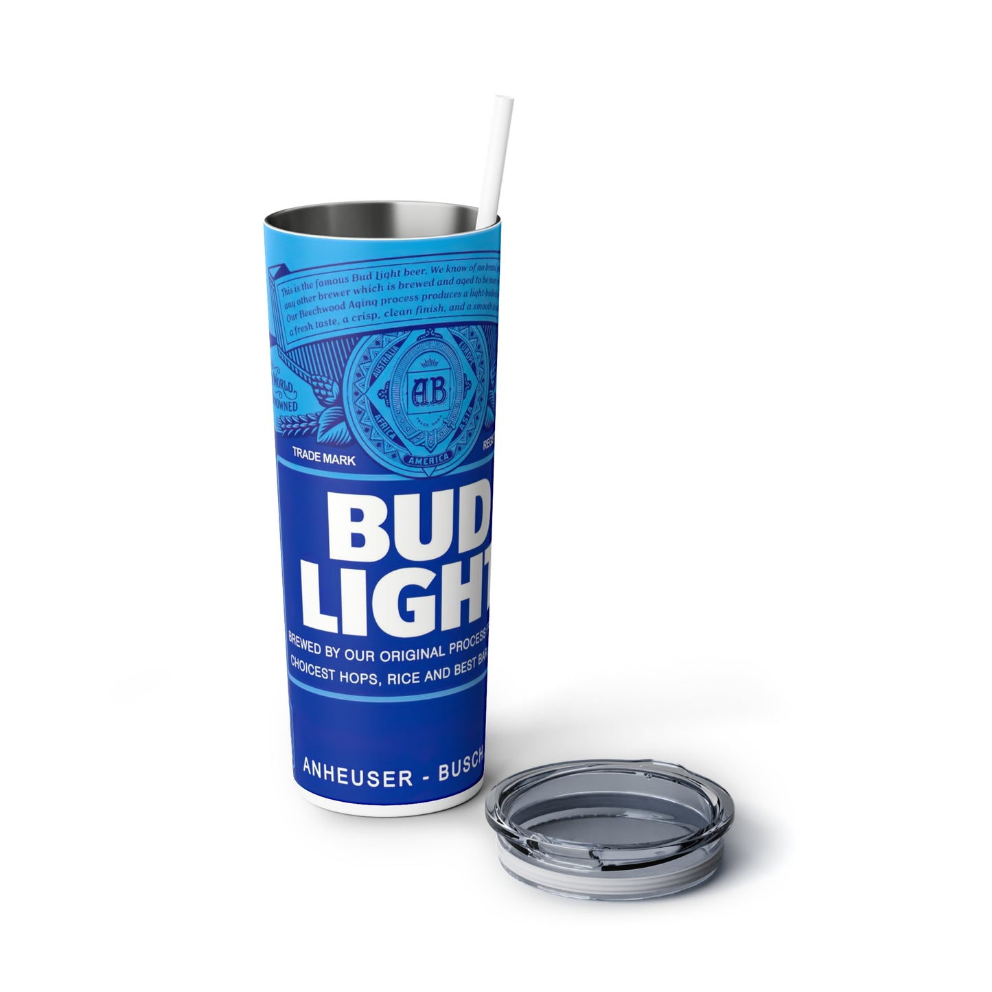Beer Inspired Skinny Steel Tumbler with Straw, 20oz