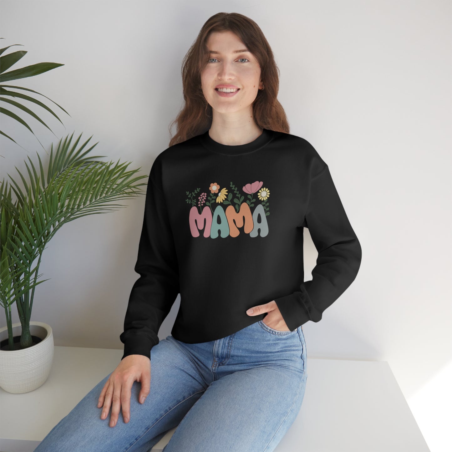 Mama Floral Unisex DryBlend® Crewneck Sweatshirt