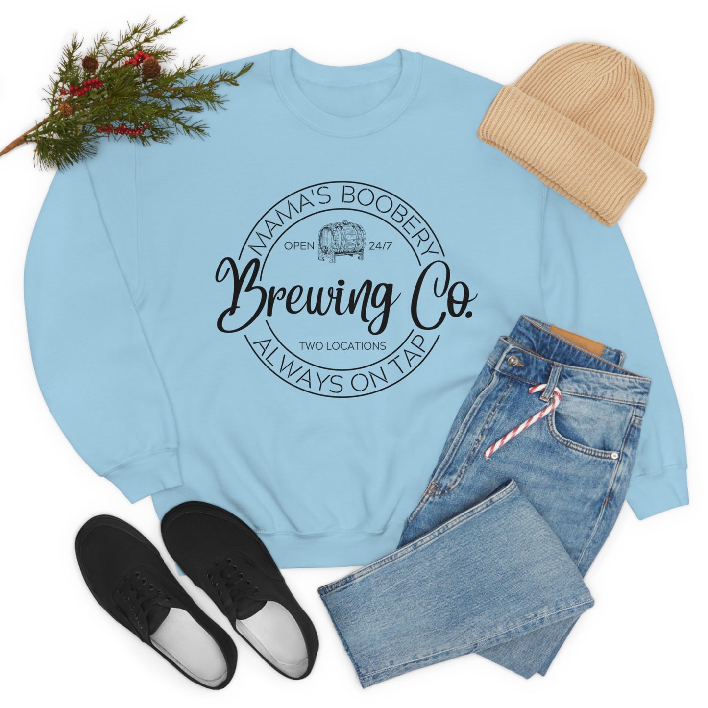 Moms Boobery Brewery Unisex DryBlend® Crewneck Sweatshirt
