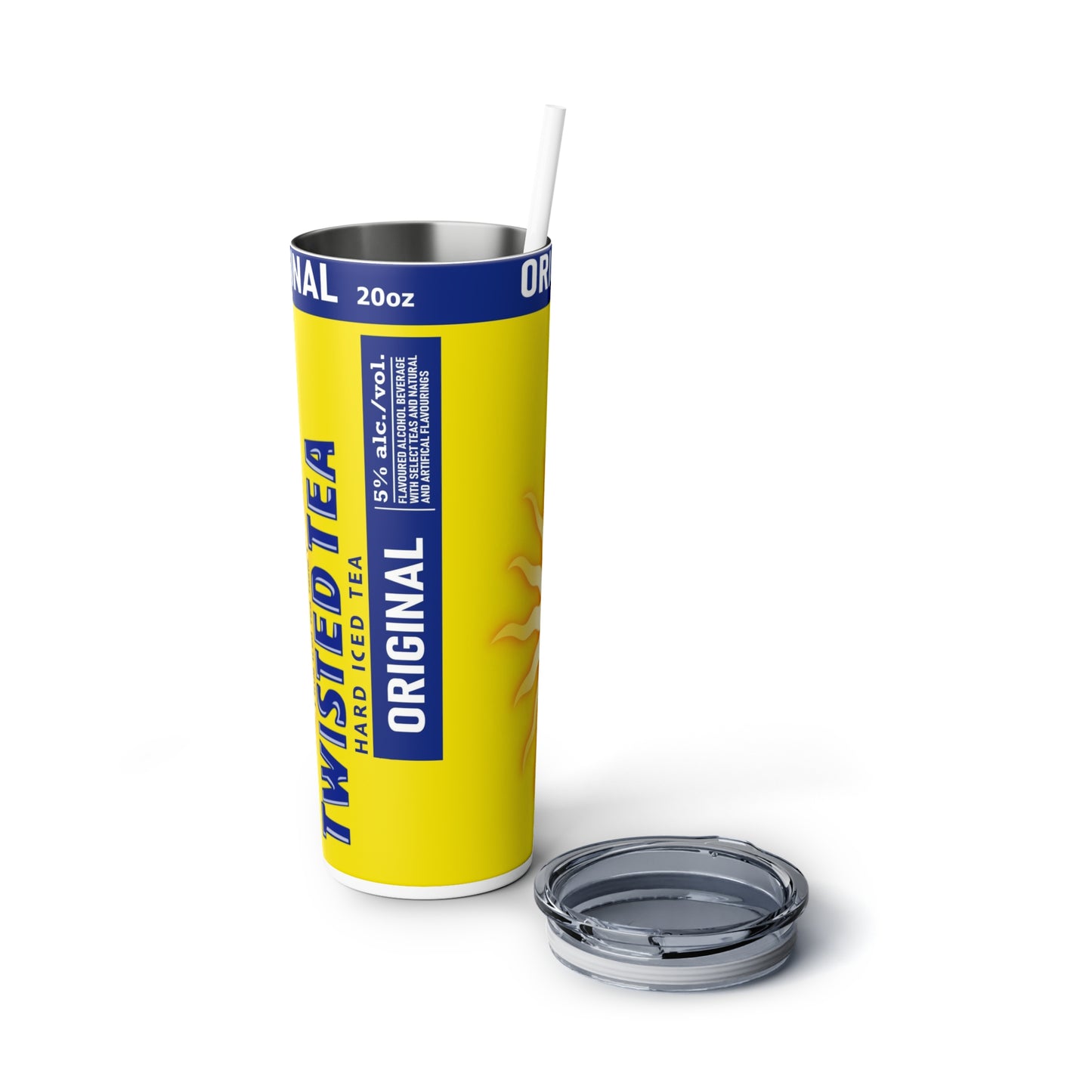 Malt Drink Inspired Skinny Steel Tumbler with Straw, 20oz