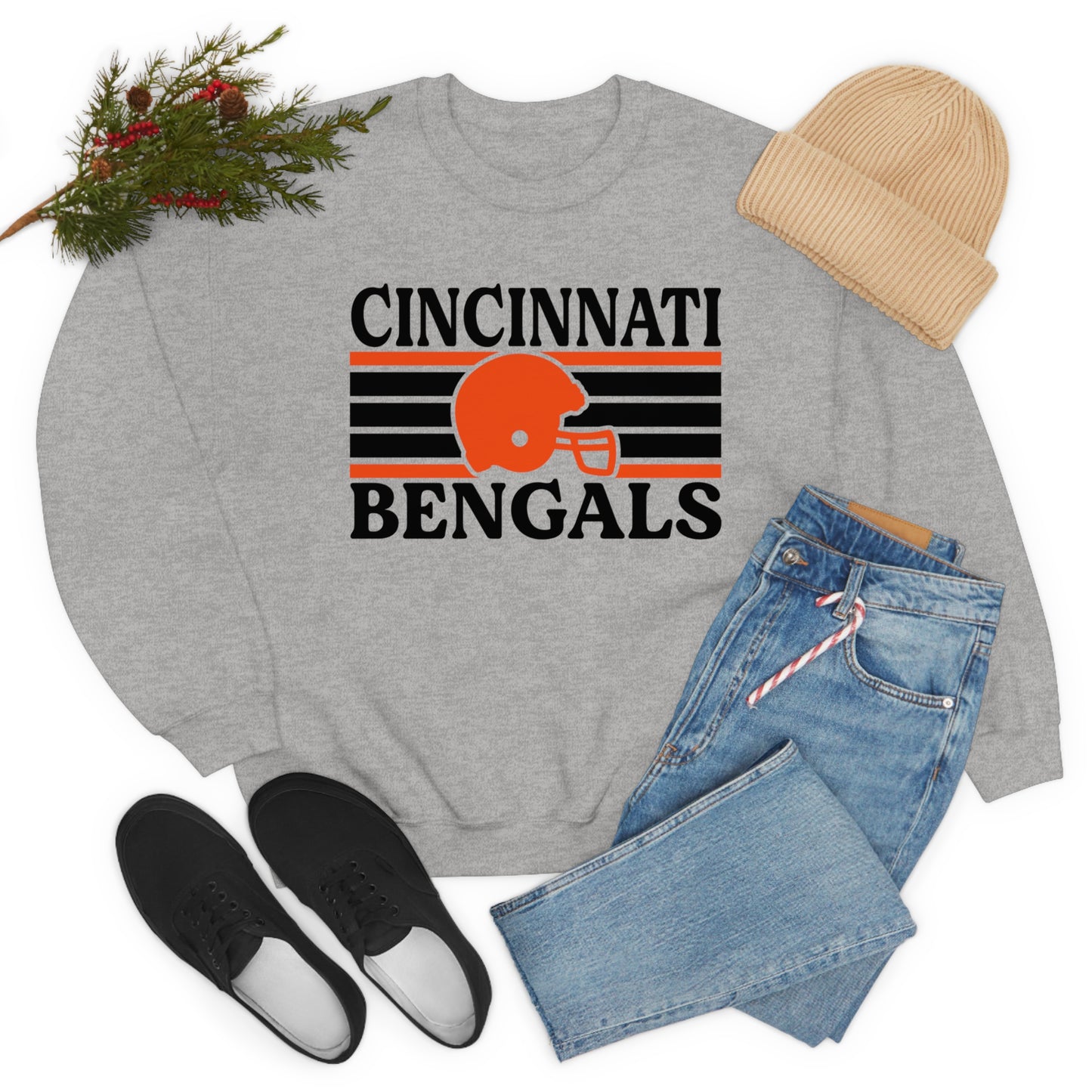 Retro Style Cincinnati Football Unisex Heavy Blend Crewneck Sweatshirt
