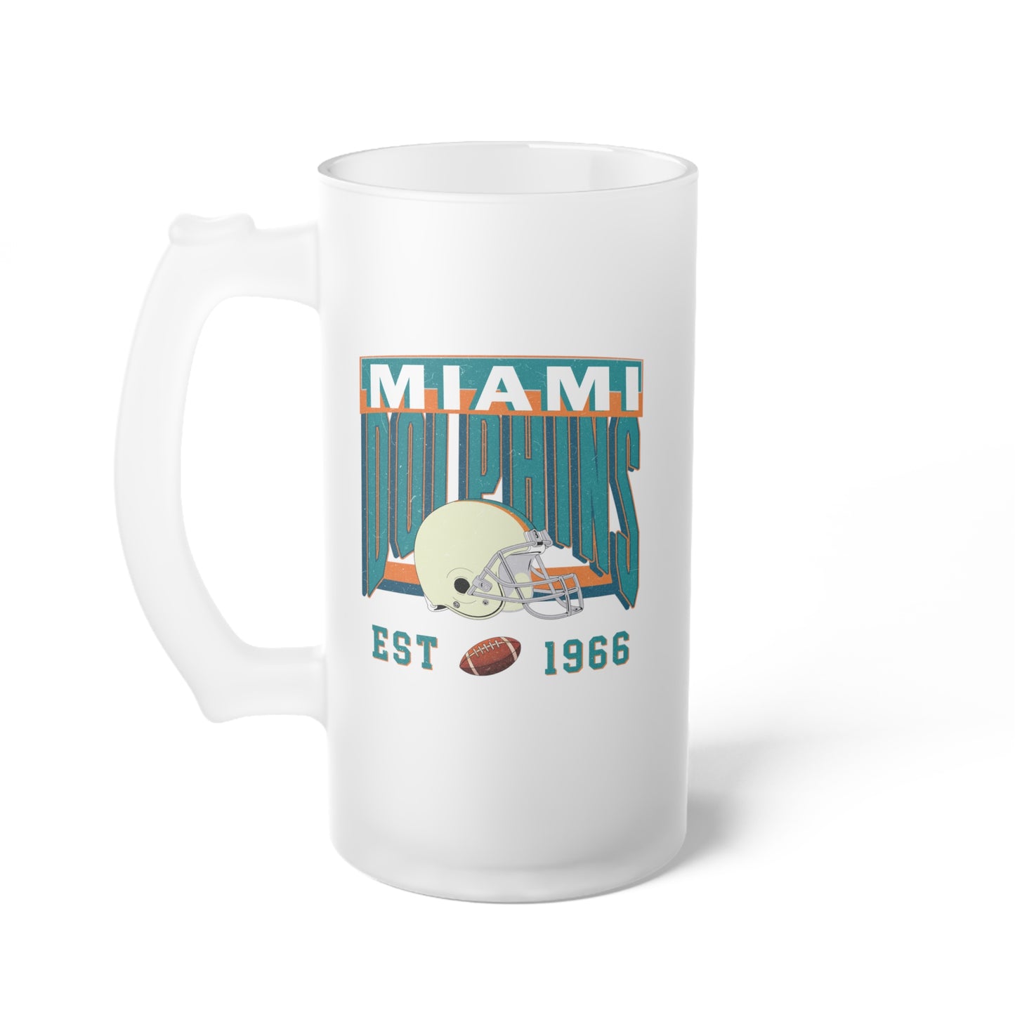 Miami Football Frosted Glass Beer Mug