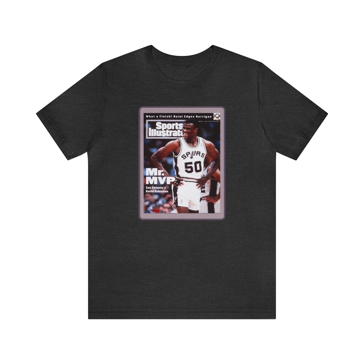 90s Throwback Spurs Basketball David Robinson Sports Illustrated Unisex Jersey Short Sleeve Tee