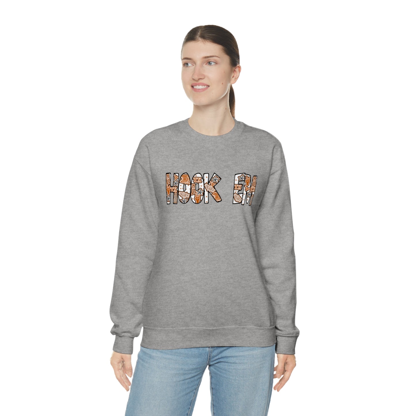 UT Hook Em Austin Texas Longhorn Football Unisex Heavy Blend Crewneck Sweatshirt