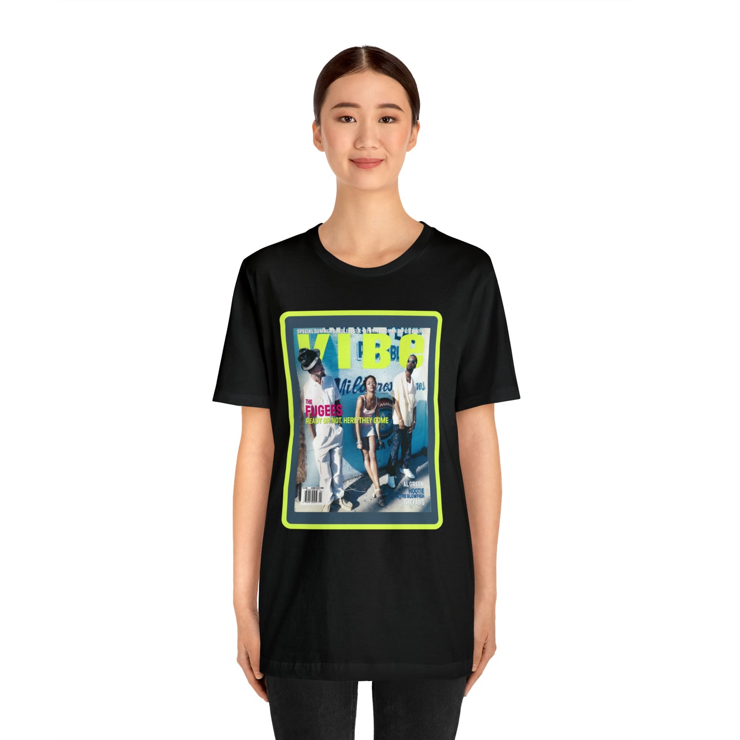 90s Throwback The Fugees Wyclef Jean, Pras Michel, and Lauryn Hill Vibe Magazine Unisex Jersey Short Sleeve Tee