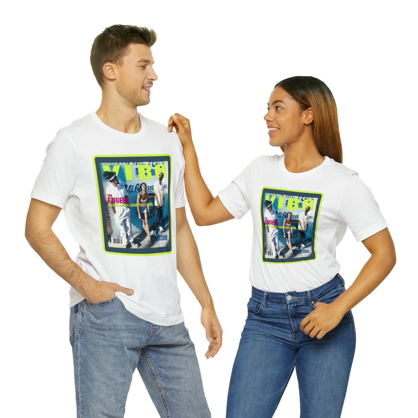 90s Throwback The Fugees Wyclef Jean, Pras Michel, and Lauryn Hill Vibe Magazine Unisex Jersey Short Sleeve Tee