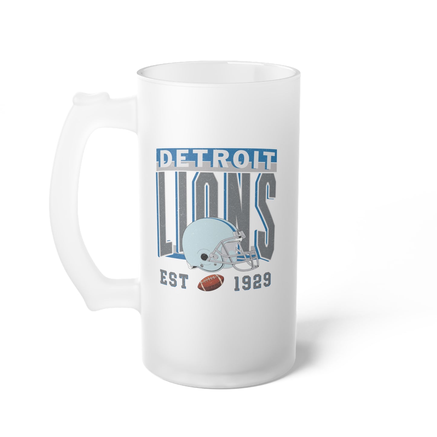 Detroit Football Frosted Glass Beer Mug