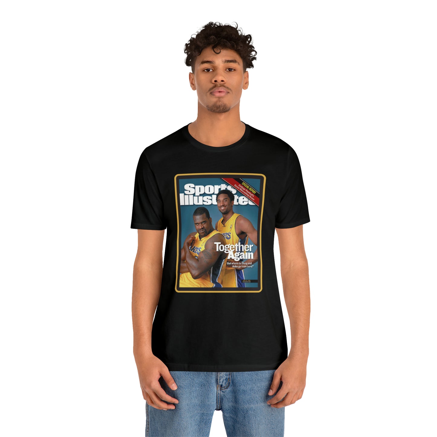 90s Throwback Lakers Kobe Shaq Sports Illustrated Magazine Unisex Jersey Short Sleeve Tee