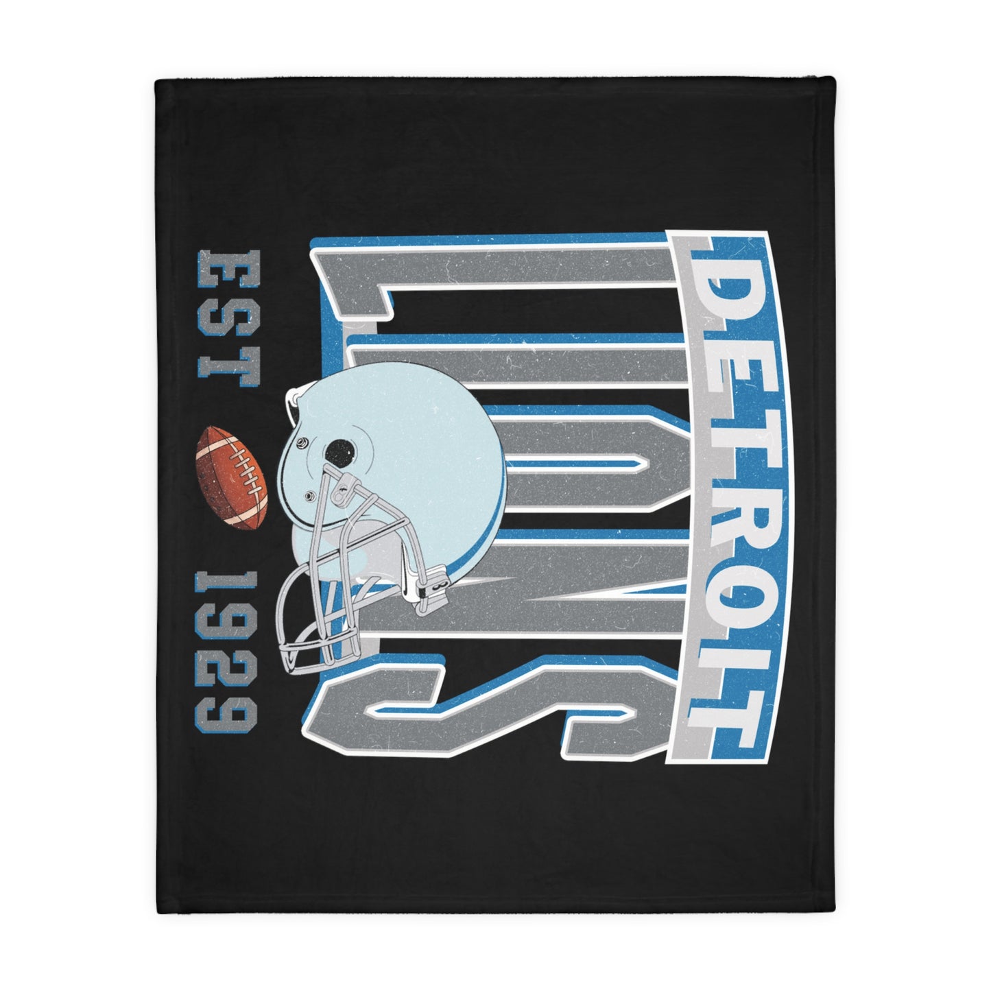 Detroit Football Velveteen Minky Throw Blanket