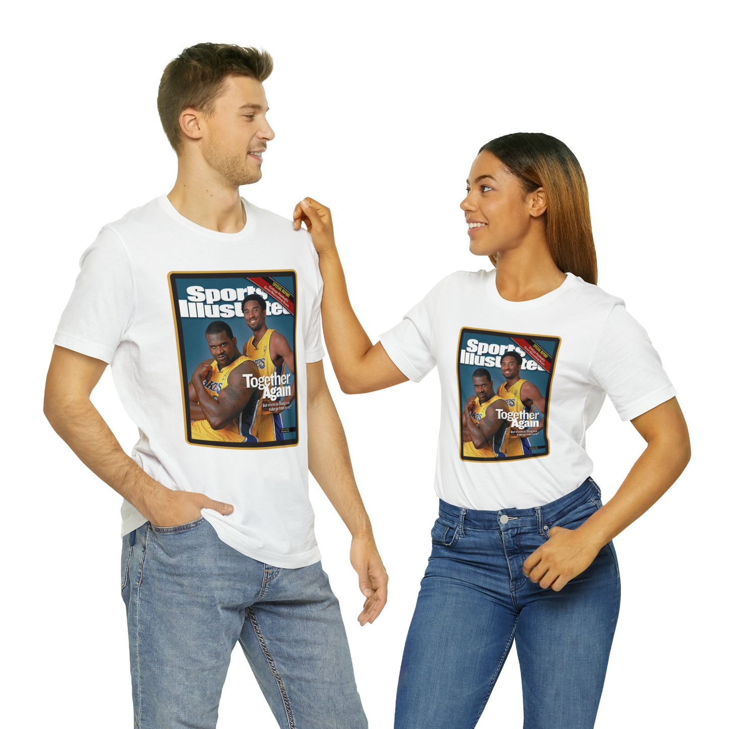 90s Throwback Lakers Kobe Shaq Sports Illustrated Magazine Unisex Jersey Short Sleeve Tee